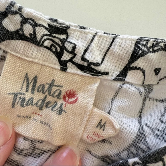 Mata Traders- 100% Cotton- Black and White- Face Print Dress- Ethical- Unique- M - Picture 9 of 13